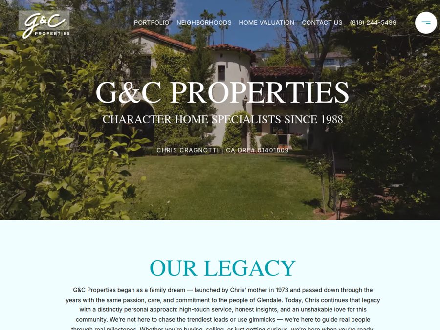 G&C Properties website homepage